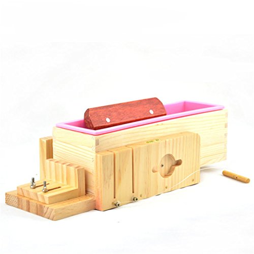 FantasyDay Adjustable Wood Soap Cutter Box Wire Cutter Slicer with Soap Beveler Planer Set + 1PC Rectangle Silicone Soap Loaf Mold and Wood Box + 1PC Straight Soap Cutter Soap Making Tool #2 - Thumbnail 3