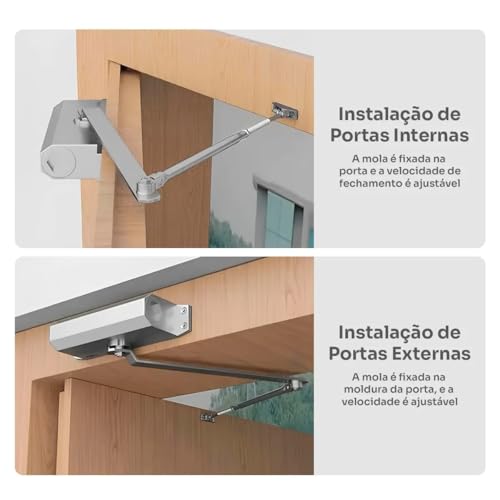Mola Aerea Braço Amortecedor Hidráulica Fechar Porta Fechador Automatico Com Regulagem