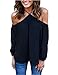 OURS Women Sexy Halter Off Shoulder Long Sleeve Loose Chiffon Blouse Tops