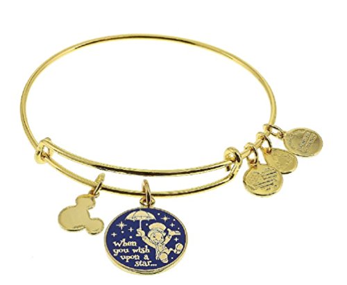 Disney Parks Alex and Ani Jiminy Cricket When You Wish Upon A Star Bracelet (Gold finish)