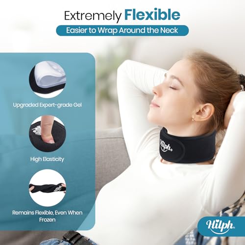Hilph Neck for Cooling Pads, Flexible Neck Ice Pack for Tonsillectomy, Reusable Ice Pack Gel Relieves Neck Pain, Sports Injuries, Swelling, Cervical Spine Surgery