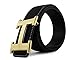 Dinamit Women's H Reversible Leather Belt With Removable Buckle Black w Gold Buckle