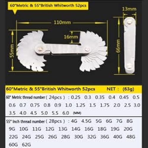 4PCS Metric & Imperial & US Screw Gauge SAE Whitworth 55 Degree & Metric 60 Degree & & US 60 Degree Thread Pitch Gauge For Industrial Measurement - View #6