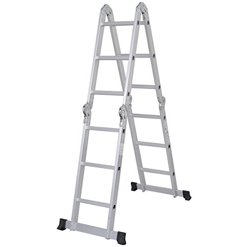 12.5ft En131 330lb Multi Purpose Step Platform Aluminum Folding Scaffold Ladder