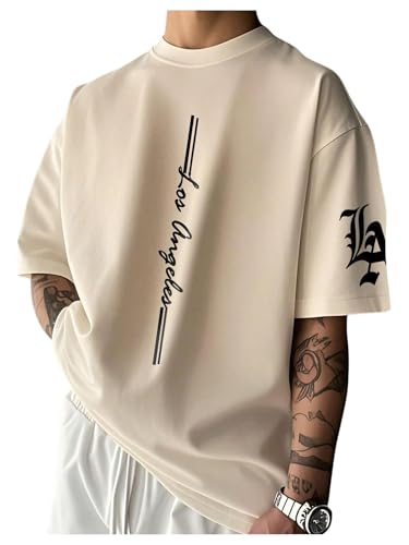 VIPWOLF Men's Y2K Letter Designer Graphic Tee Shirt Hip Hop Shirts at Amazon