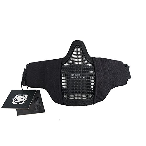 OneTigris Tactical Foldable Half Face Mask Protective Mesh Mask Fit Women & Teenagers (Black - Upgrade)