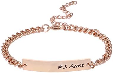 YIYIPRINCESS Best Aunt Bracelet Stainless Steel Rose Gold Bar Bracelet Gift From Nephew Godson (Aunt)