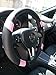 Jdragon Black & Pink PU Leather Best Grip Slip-On Steering Wheel Cover 14.25-15