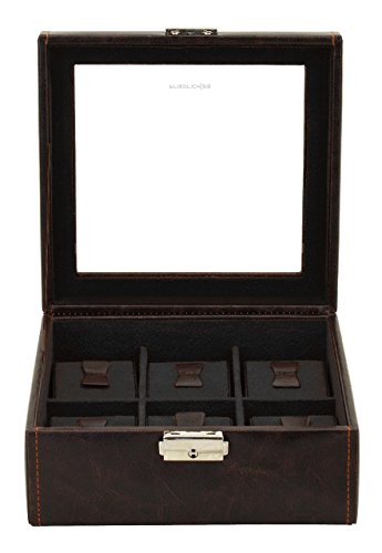 Friedrich Lederwaren Uhrenbox braun/schwarz für 6 Uhren - 