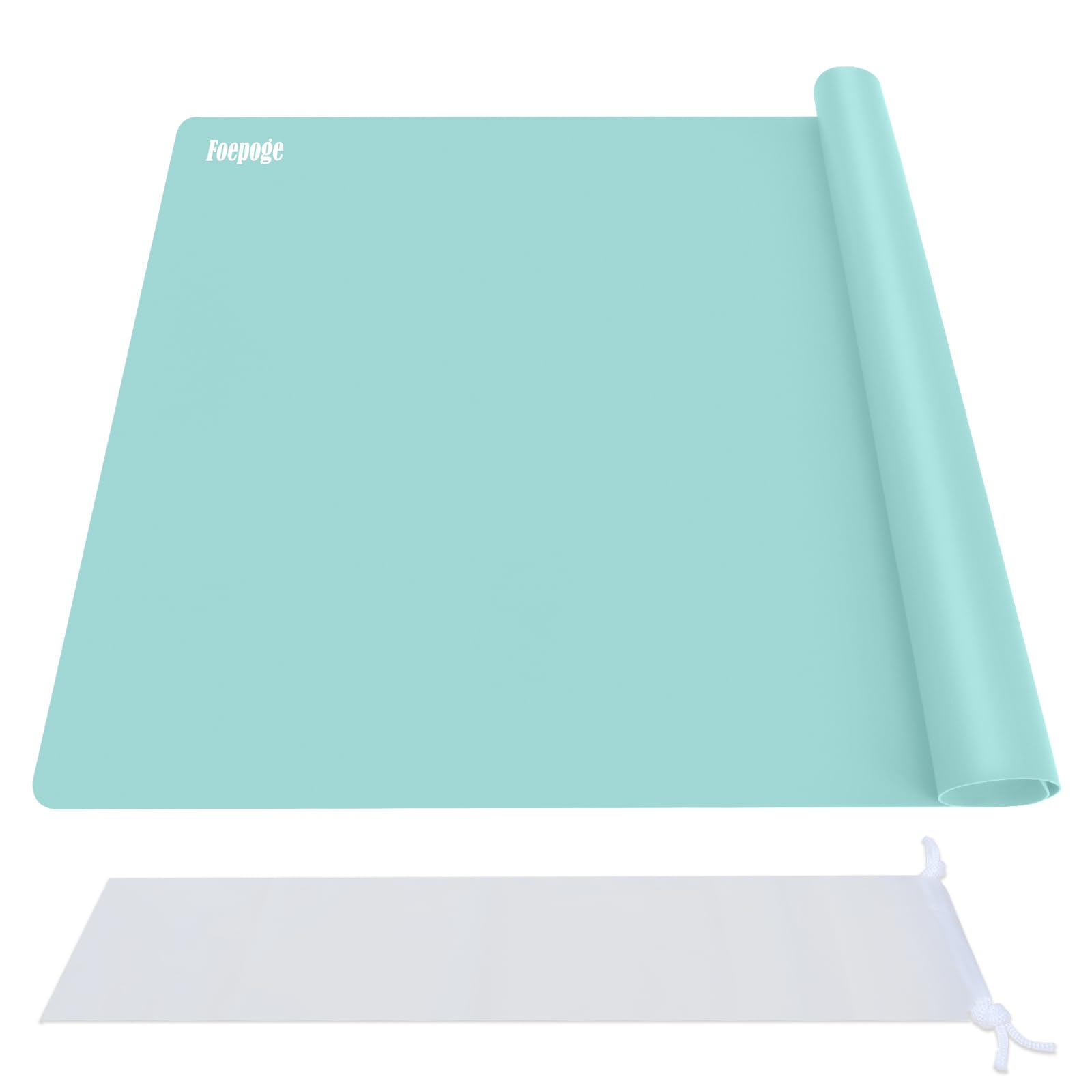 Foepoge Extra Large Silicone Mat for Resin Casting 71x51 cm, Non Stick Silicone Sheet for Crafts, Heat Resistant Countertop Protector, Placemat for Kitchen Worktops, Craft Mat for Resin, Mintgreen