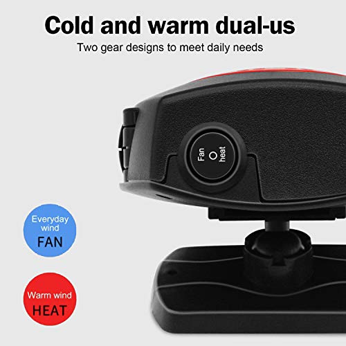 Upgrade Bamoer Portable Car Heater 12v Car Fan Defroster Automobile Heater Warmer and Defroster for Snow Removal Winter Auto Electronic Windscreen Heater Fan Defroster Demister (12V Red)