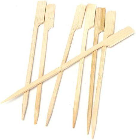 Toddy Hey 100Pcs Reusable Bamboo Skewers Paddle Sticks For BBQ Grill Kebab Barbeque. (12 cm.)