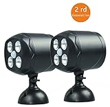 HapWay 2 Pack 600-Lumen Bright Weatherproof Wireless Battery Powered 4 Led Wall Light Motion Sensor Outdoor Spotlight with Activated Light and Motion Sensor for Decks,Porch（4*3w Led Bulbs，Black）