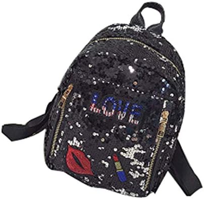 Blansdi Glitter Sequin Backpack for Girls Reversible Magic School Bag Bookbag Shiny Leather Travel Daypack Black