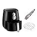 Air Fryer, 4.2QT Air Fryers w/Accessories Cookbook, Grill Rack and Tongs Black