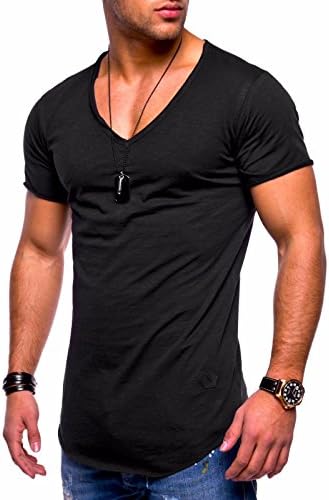 Behype Men's Basic T-Shirt Polo Muscle Tee Casual Tops MT-7102 (2XL,Black)