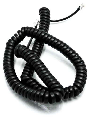Telephone Cord Handset Curly - Tough Long Lasting And Resilient - Phone Color Black 25ft - 2 Year Replacement Warranty - Works on virtually all Trimline Phones and Princess Telephones - Also Available in 15ft Cord Lengths - Landline Telephone Accessory -