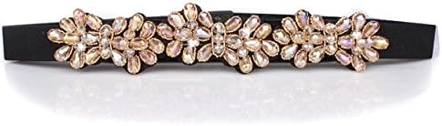 Women's Floral Beaded Crystal Stone Belts Amiveil Elastic Waistband