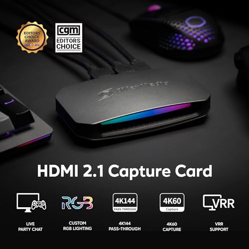 AVerMedia 4K60 Capture Card with HDMI 2.1, Low Latency, 4K144/4K120 Passthrough, Game Capture Device for PS5, PS5 Pro, Xbox, Switch, Streaming on Twitch, OBS on Mac & PC, GC553G2 Live Gamer Ultra 2.1