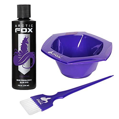 Arctic Fox Bundle with Tint Brush and Bowl, 100% Vegan Semi Permanent Hair Color Dye, 4 Oz or 8 Oz (