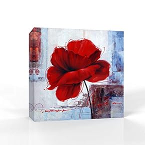 Canvas Wall Art Elegant Red Flowers Pictures Home Wall Decorations for Bedroom Living Room Paintings Canvas Prints Framed - 12x12 inches