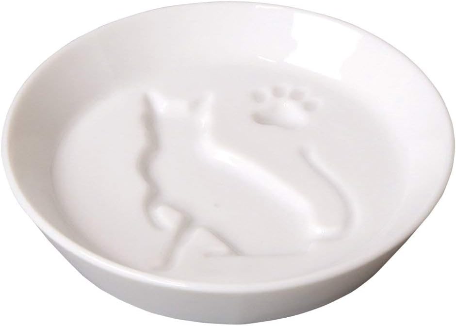 Yamako Japanese Ceramic Plate for Soy Sauce Desert Appetizer and Small Dishes Traditional Japanese Ceramics (Cat Silhouette Set of 2)