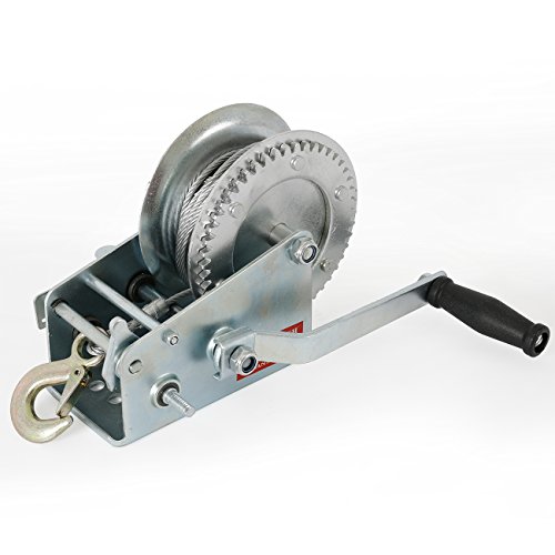 3000LBS Hand Crank Cable Winch Dual Gear Ratio 51/121 ATV Boat Truck