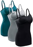 Bralido Women's Nursing Tank Camis with Built-In Maternity Bra for Breastfeeding Pack of 3 Color Black Grey Green Size 2XL