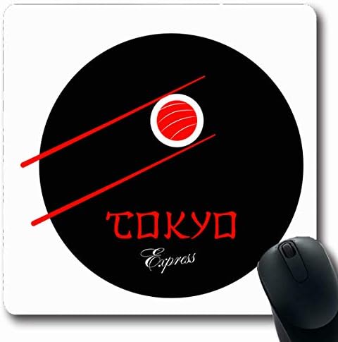 LifeCO Computer Mousepads Sashimi Asian Food Sushi Roll Chopsticks Creative Drink Cafe California Clean Cook Design Plate Oblong Shape 7.9 x 9.5 Inches Oblong Gaming Mouse Pad Non-Slip Rubber
