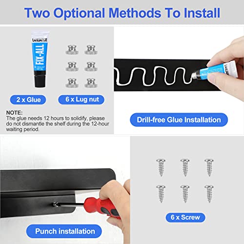 HOUSE AGAIN 2 Packs Spice Rack Wall Mounts Hanging Spice Rack Space-saving Seasoning Organizer and Storage for Kitchen Cabinet Pantry Cupboard Closet Bathroom Balcony Bedroom,11.6″x3.3″x1″, Black