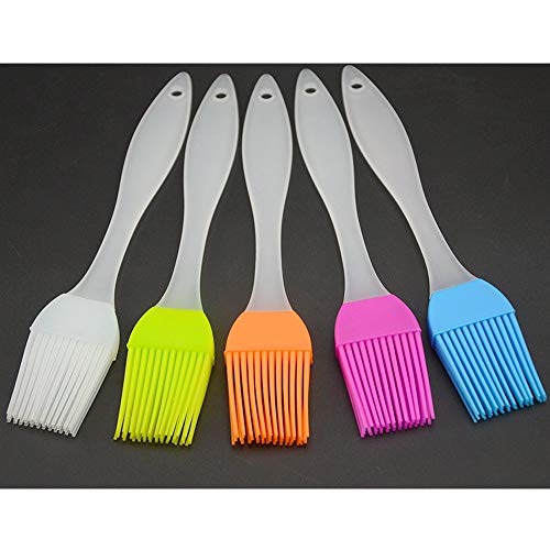  TOVOT 5 PCS Silicone Basting Pastry Brushes Heat Resistant BBQ Brush for Cakes, Baking Barbecue and Cooking,Dishwasher Safe,Food Grade, Bristle Free (White/Blue/Green/Orange/Rose red)  - Thumbnail 3