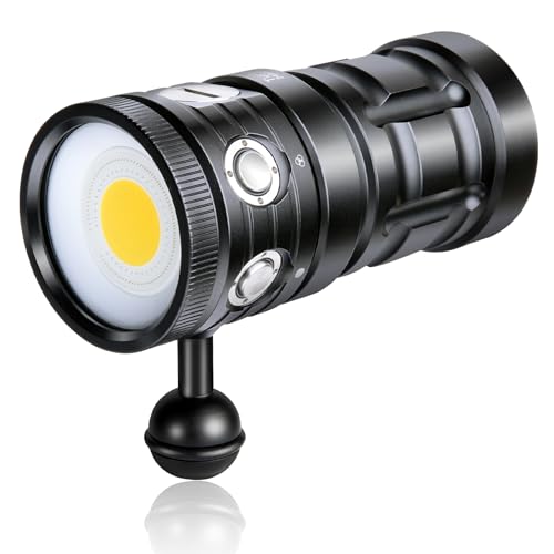 LetonPower Turbo S Diving Video Torch 10000 Lumens – VIDEO Lampe 120° CRI 92 5200K, Waterproof 100 m, USB-C Charging for Underwater Photos and Videos