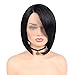 Quantum Love Lace Front Wigs Side Part Straight Wig Short Bob Natural Black Color Wig Heat Resistant Synthetic Full Hair Wig for Women