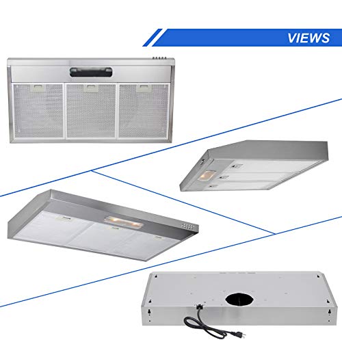 Range Hood 36 inch Under Ducted in Stainless Steel, 350 CFM, 3