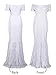 JustVH Women's Off Shoulder Short Sleeve V Neck Lace Maternity Gown Maxi Photography Dress White