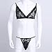 FEESHOW Men's Lace Bra and G String Thong Sissy Pouch Crossdress Underwear Black Medium