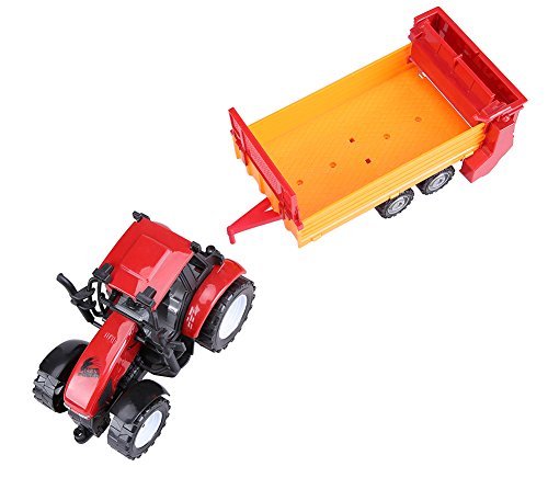 Cltoyvers Red Farm Tractor with Sowing Trailer Farm Tractors Toys Wagon Farmer Vehicle Seeding Machine Toy for Kids Boys Pretend Play Friction Powered Tractor Toys Playset - Thumbnail 4
