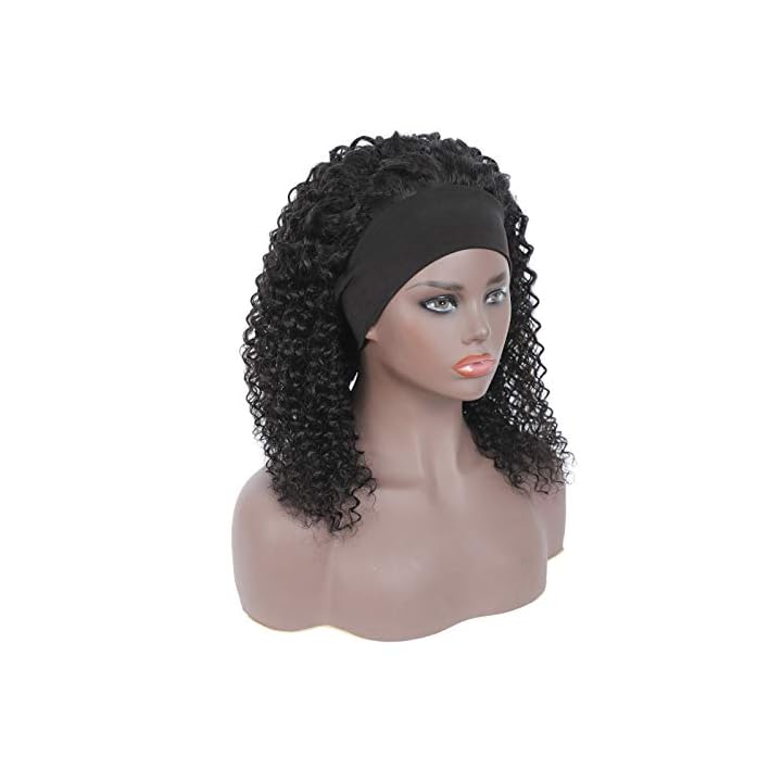 Headband Wig Scarf Kinky Curly Wigs for Black Women None Lace Front