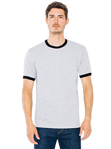 American Apparel Men Fine Jersey Short Sleeve Ringer T-Shirt Size XL Heather