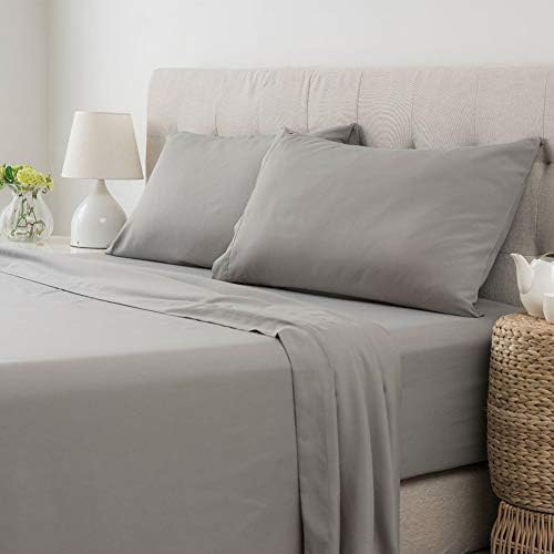youta 4 Piece Bed Sheet Set Deep Pocket Queen Size Bed Sheet Set Brushed Microfiber Fitted Sheets Flat Sheet Pillow Cases Breathable Cooling Wrinkle Free Gray