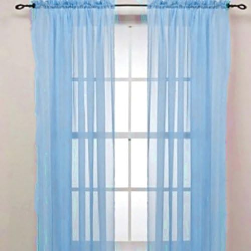 Bababy New Solid Color Voile Sheer Curtain Panel Window Curtains 100*200cm Sky Blue