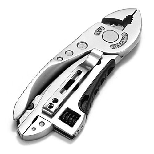 Click Here to See More Images BlueSnail Mini Multifunctional Stainless Steel Construction Tool Set, Adjustable Knife Wrenches Jaw Screwdrivers Pliers, Suit for Emergency Equipment and Survival Gear