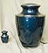 Funeral Urn by Liliane - Keepsake Cremation Urn for Human Ashes - Hand Made in Brass - Fits a Small Amount of Cremated Remains of Adults as Well as the ashes of dogs, cats or other pets - Display Keepsake Burial Urn at Home or Office (Ocean Blue Model)