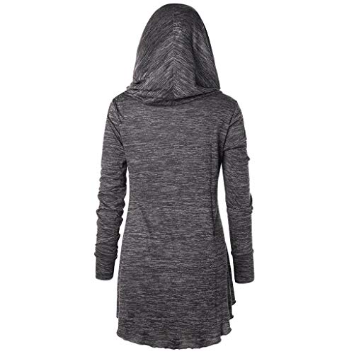 FEITONG Women's Plus Size Long Sleeve Hooded Solid Irregular Hem Pullover Tops Shirt(X-Large,Gray)