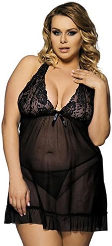ZHLONG Female sexy lace transparent temptation to Nightgown sexy lingerie , 1 , 5xl