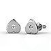Cate & Chloe Vanessa Petite Sacred Heart Shape 18k White Gold Silver Stud Earrings with Center Crystal, Beautiful Small Heart Shaped Earring Set, Tiny Heart Earrings for Women
