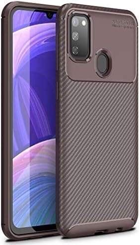 WindCase Galaxy M30s Case, Carbon Fibre Grip Slip-Resistant Soft TPU Silicone Shockproof Protection Case Cover for Samsung Galaxy M30s Brown