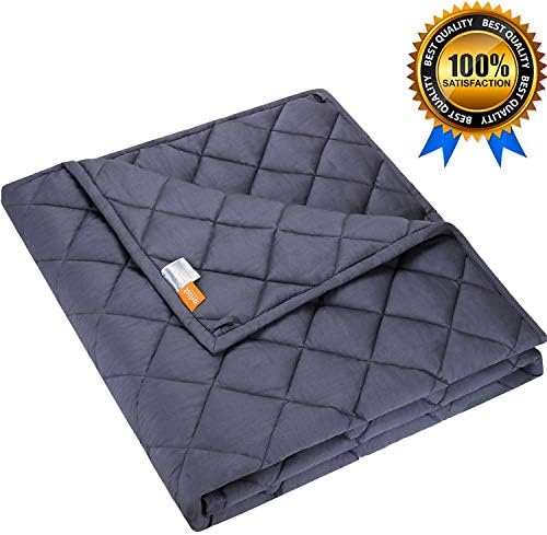 ORTIST Weighted Blanket 20 lbs for Adult, (Grey 60”x 80”Twin Size) 3.0 Heavy Blanket 100% Soft Cotton with Glass Beads