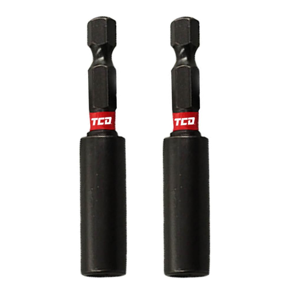 Magnetic Bit Holders Shock Resistant Impact Duty - 1/4 Inch Hex Shank, 60mm Long - Fit's Most Powertool Manufacturers - Boost Precision, Efficiency and Durability with TCD's Mag Bit Holders!