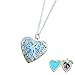 Heart Locket Glowing Necklace Silver Plated Bronze Pendant Jewelry Royal Blue 18 Inches